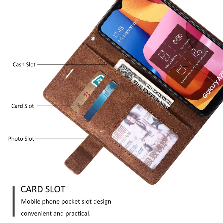 For Samsung Galaxy A20s Skin Feel Splicing Horizontal Flip Leather Case with Holder & Card Slots & Wallet & Photo Frame