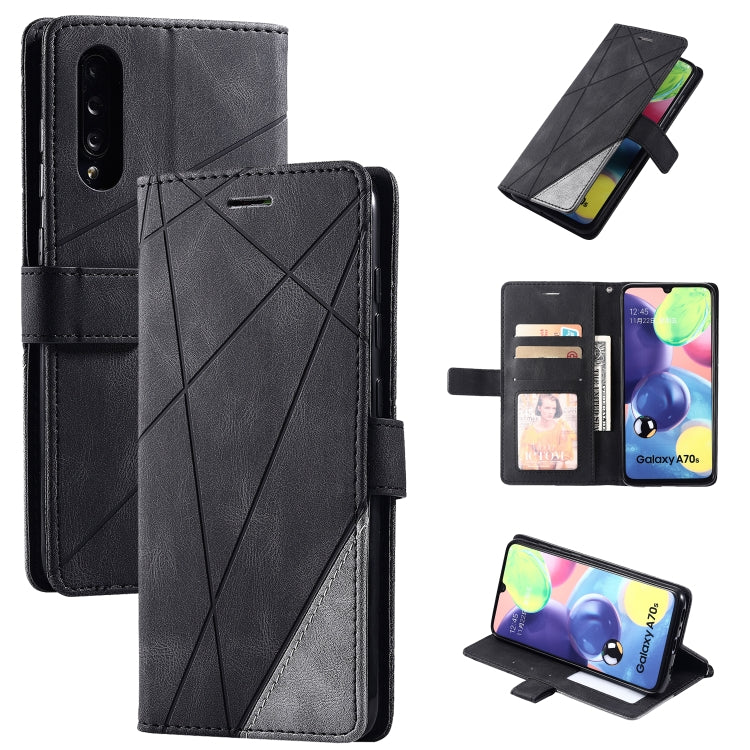 For Samsung Galaxy A70s Skin Feel Splicing Horizontal Flip Leather Case with Holder & Card Slots & Wallet & Photo Frame