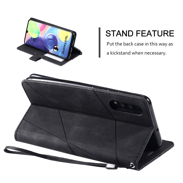 For Samsung Galaxy A70s Skin Feel Splicing Horizontal Flip Leather Case with Holder & Card Slots & Wallet & Photo Frame