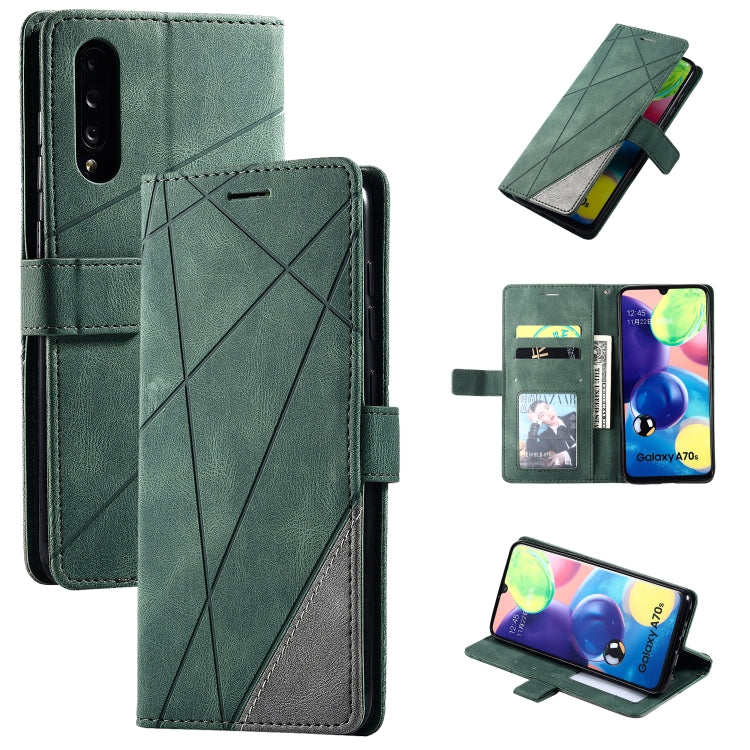 For Samsung Galaxy A70s Skin Feel Splicing Horizontal Flip Leather Case with Holder & Card Slots & Wallet & Photo Frame