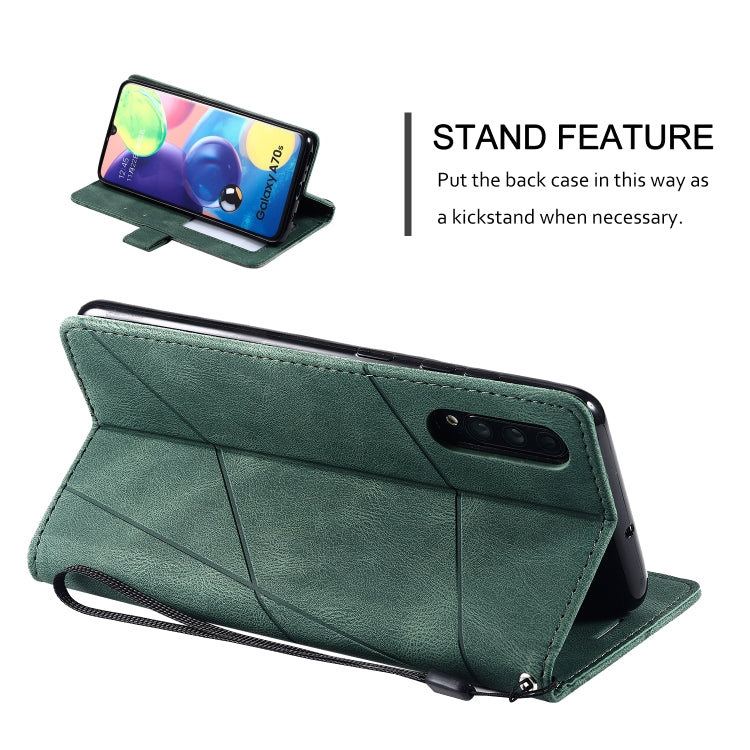 For Samsung Galaxy A70s Skin Feel Splicing Horizontal Flip Leather Case with Holder & Card Slots & Wallet & Photo Frame