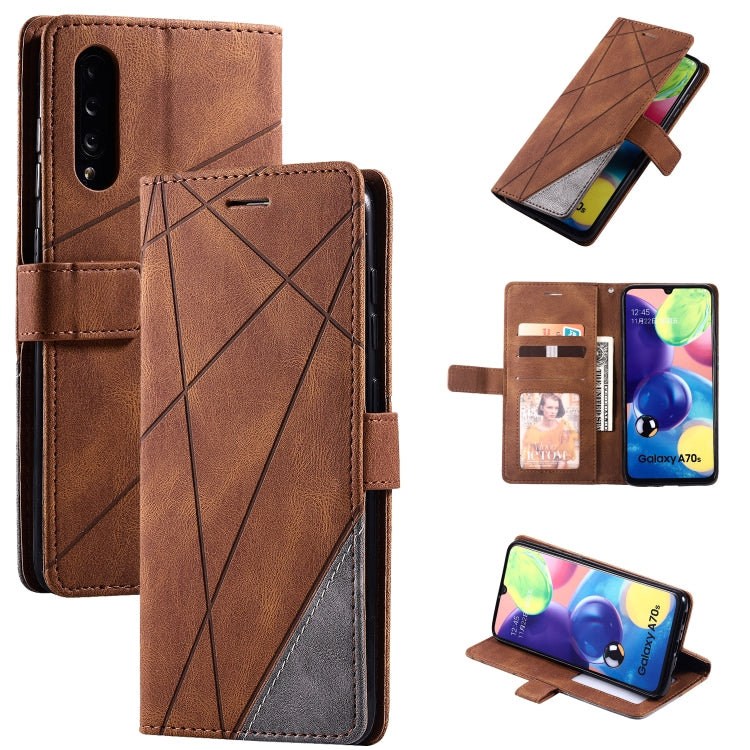 For Samsung Galaxy A70s Skin Feel Splicing Horizontal Flip Leather Case with Holder & Card Slots & Wallet & Photo Frame