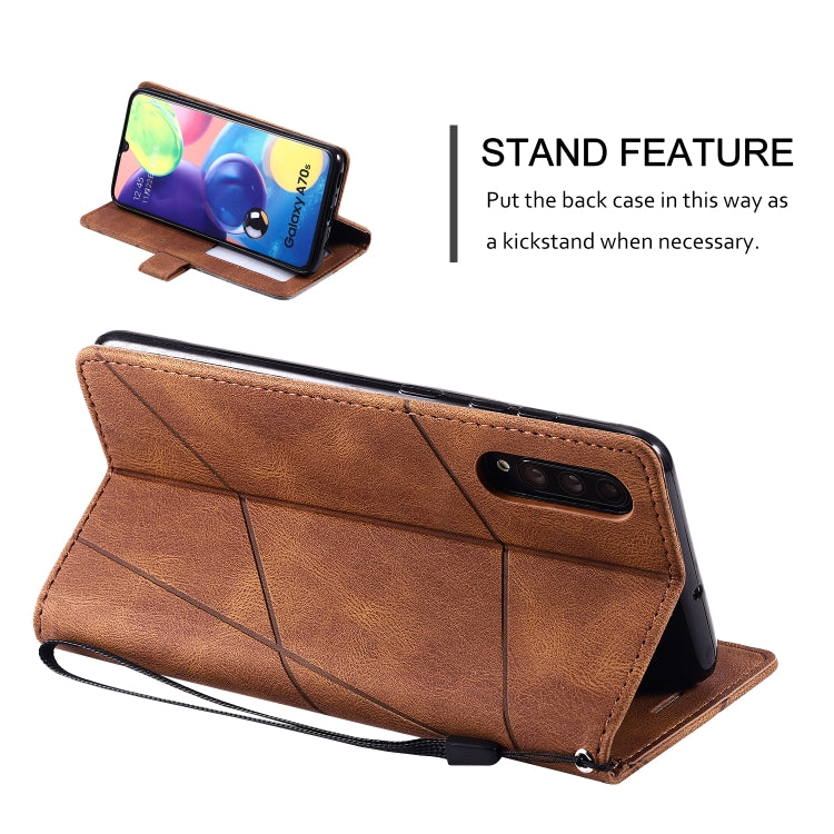 For Samsung Galaxy A70s Skin Feel Splicing Horizontal Flip Leather Case with Holder & Card Slots & Wallet & Photo Frame