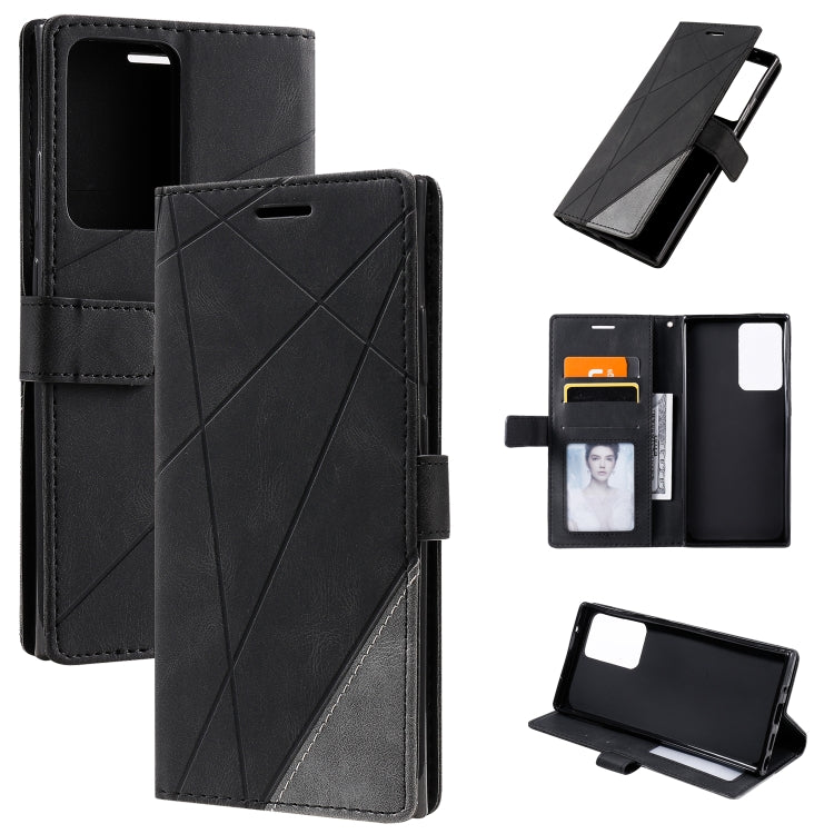 For Samsung Galaxy Note20 Ultra Skin Feel Splicing Horizontal Flip Leather Case with Holder & Card Slots & Wallet & Photo Frame