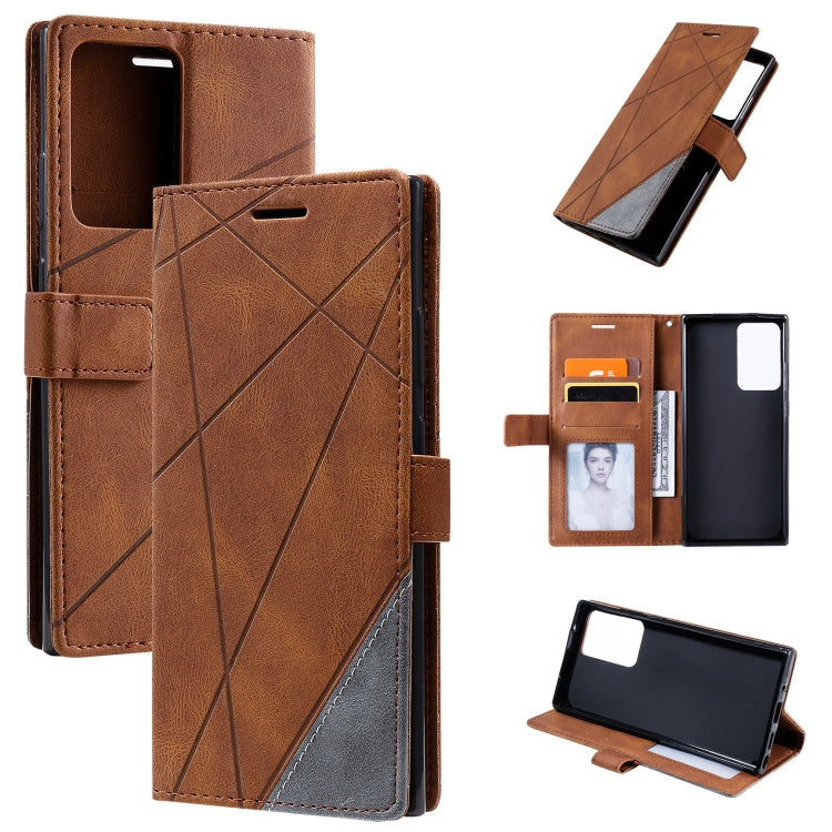 For Samsung Galaxy Note20 Ultra Skin Feel Splicing Horizontal Flip Leather Case with Holder & Card Slots & Wallet & Photo Frame