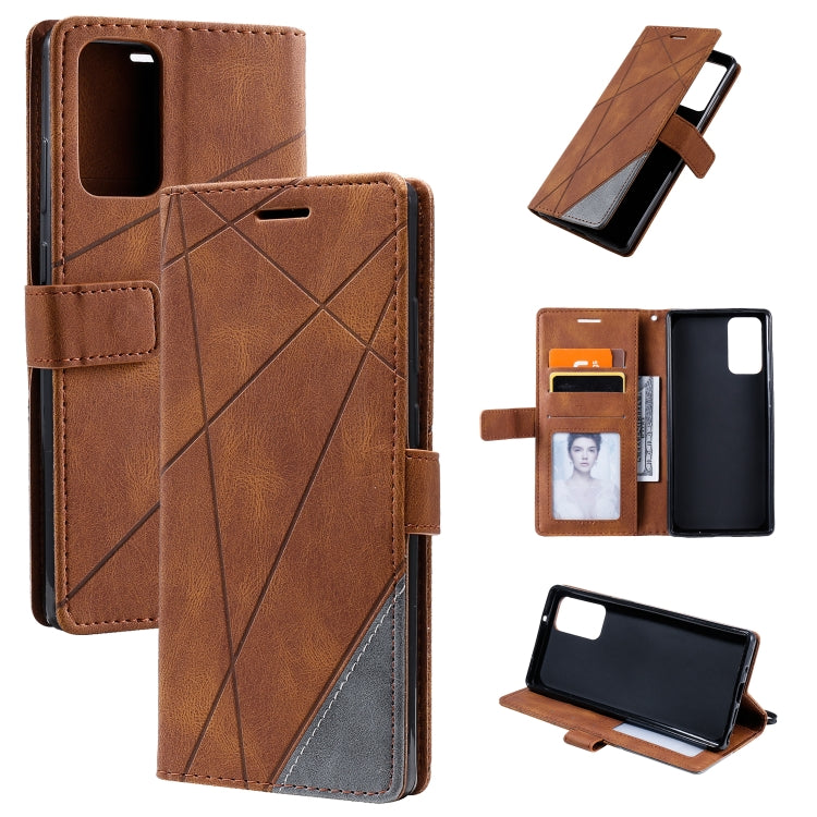 For Samsung Galaxy Note20 Skin Feel Splicing Horizontal Flip Leather Case with Holder & Card Slots & Wallet & Photo Frame