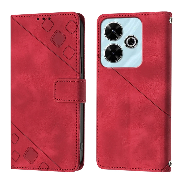 For Redmi 13 4G Skin-feel Embossed Leather Phone Case