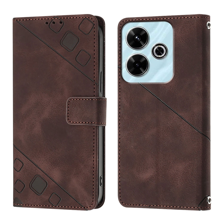 For Redmi 13 4G Skin-feel Embossed Leather Phone Case