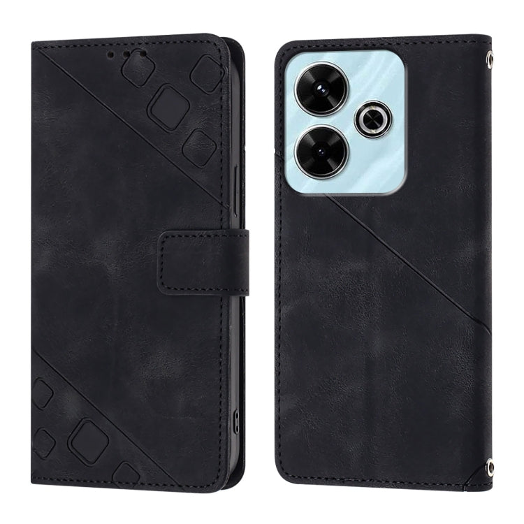For Redmi 13 4G Skin-feel Embossed Leather Phone Case