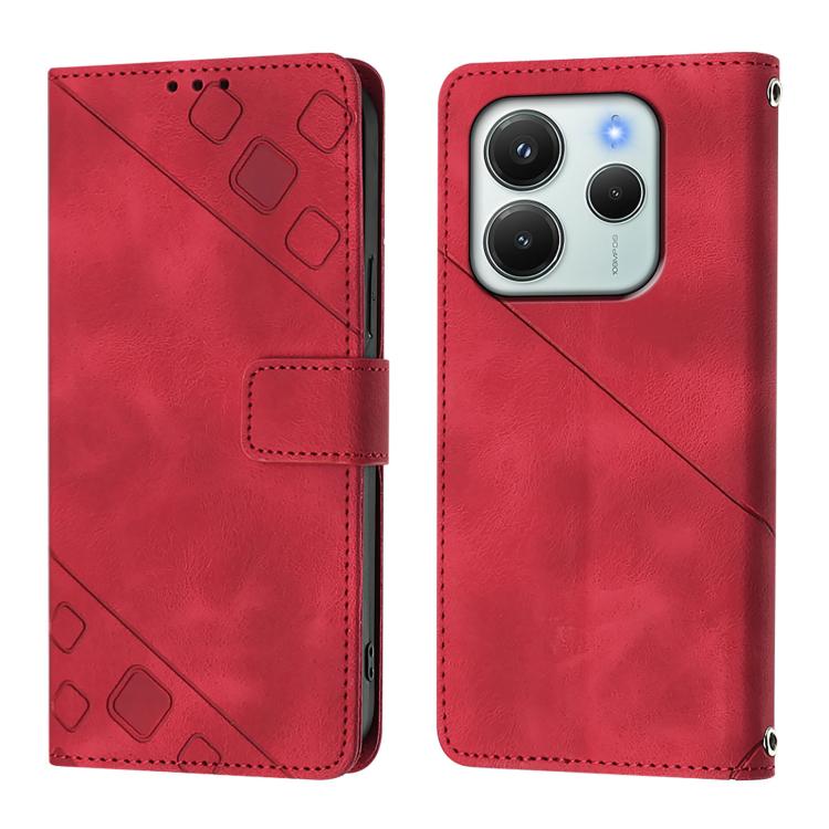 For Redmi Note 14 4G 164.84mm Skin-feel Embossed Leather Phone Case