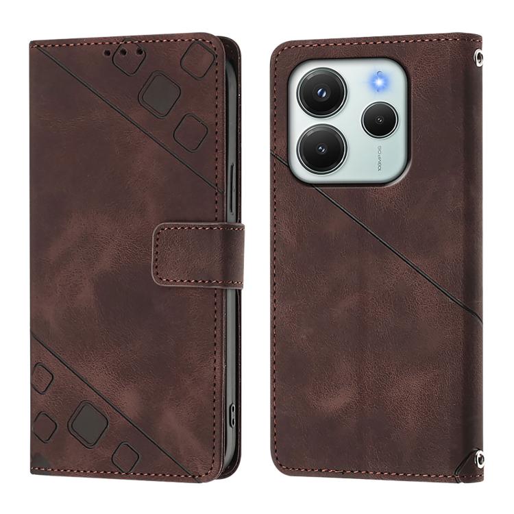 For Redmi Note 14 4G 164.84mm Skin-feel Embossed Leather Phone Case