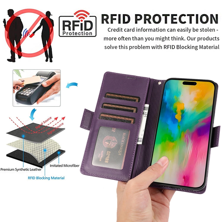 For iPhone 11 Pro Side Buckle RFID Anti-theft Leather Phone Case