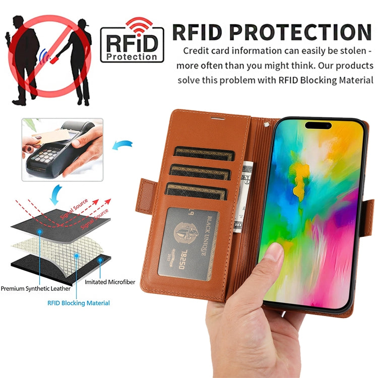 For iPhone 12 / 12 Pro Side Buckle RFID Anti-theft Leather Phone Case