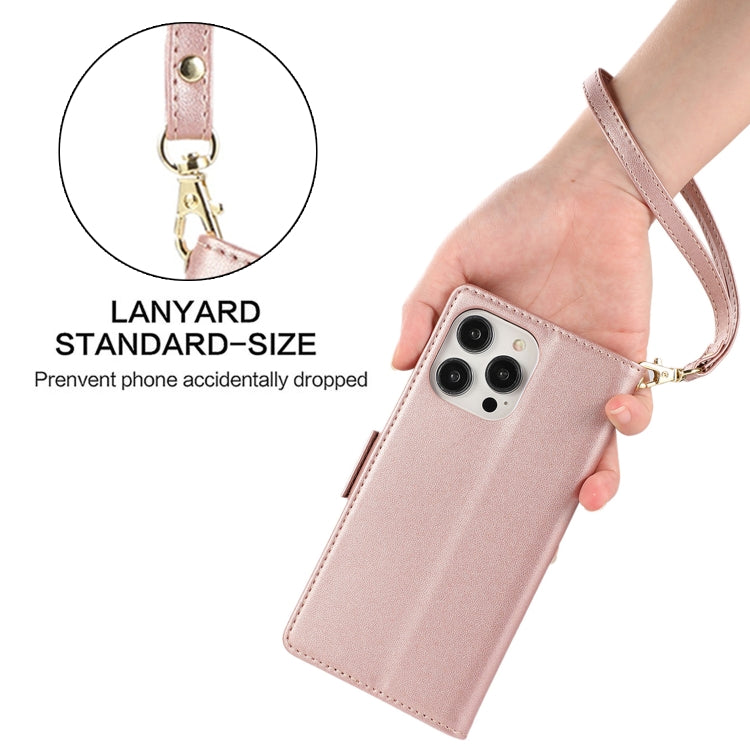 For iPhone 13 Pro Max Side Buckle RFID Anti-theft Leather Phone Case