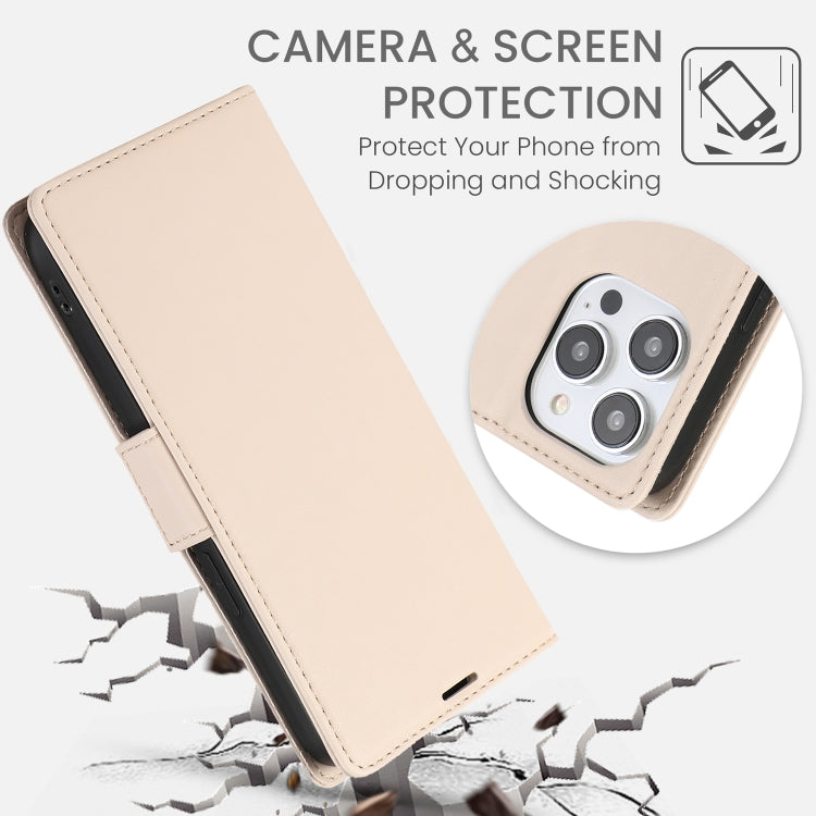 For iPhone 13 Pro Max Side Buckle RFID Anti-theft Leather Phone Case