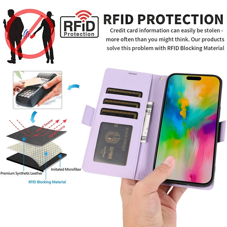 For iPhone 14 Pro Side Buckle RFID Anti-theft Leather Phone Case