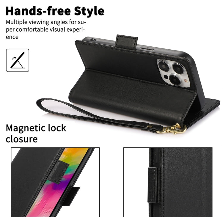 For iPhone 14 Pro Max Side Buckle RFID Anti-theft Leather Phone Case