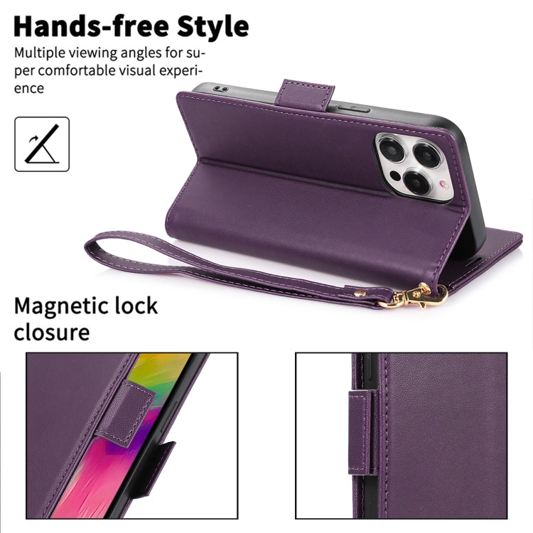For iPhone 15 Side Buckle RFID Anti-theft Leather Phone Case