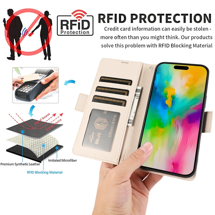 For iPhone 15 Side Buckle RFID Anti-theft Leather Phone Case