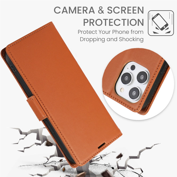 For iPhone 15 Side Buckle RFID Anti-theft Leather Phone Case