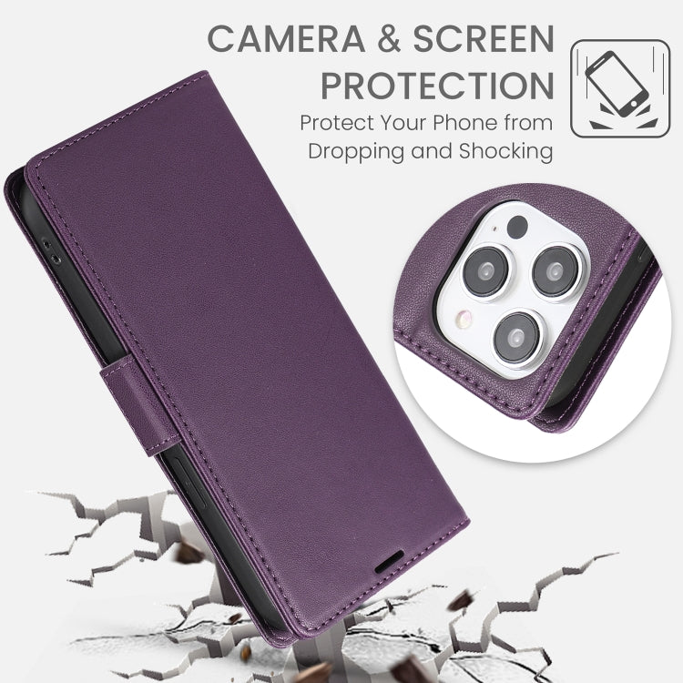 For iPhone 15 Pro Side Buckle RFID Anti-theft Leather Phone Case