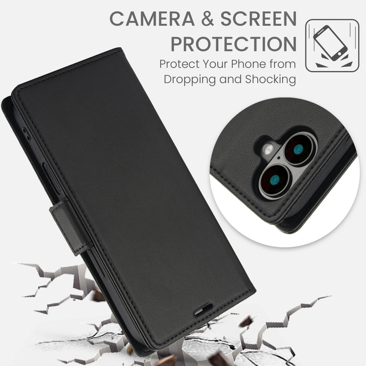 For iPhone 16 Side Buckle RFID Anti-theft Leather Phone Case