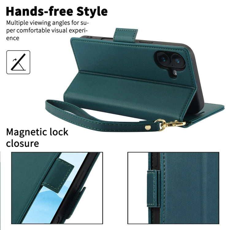 For iPhone 16 Side Buckle RFID Anti-theft Leather Phone Case