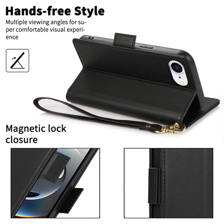 For iPhone 17e / 16e Side Buckle RFID Anti-theft Leather Phone Case