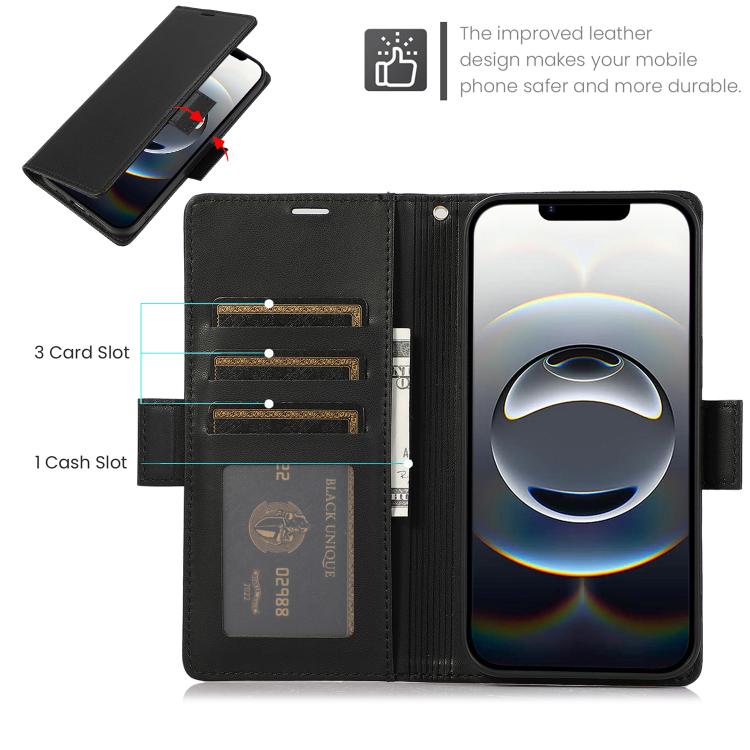 For iPhone 17e / 16e Side Buckle RFID Anti-theft Leather Phone Case