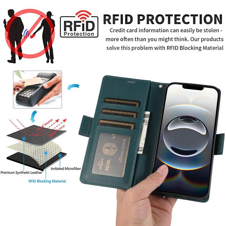 For iPhone 17e / 16e Side Buckle RFID Anti-theft Leather Phone Case