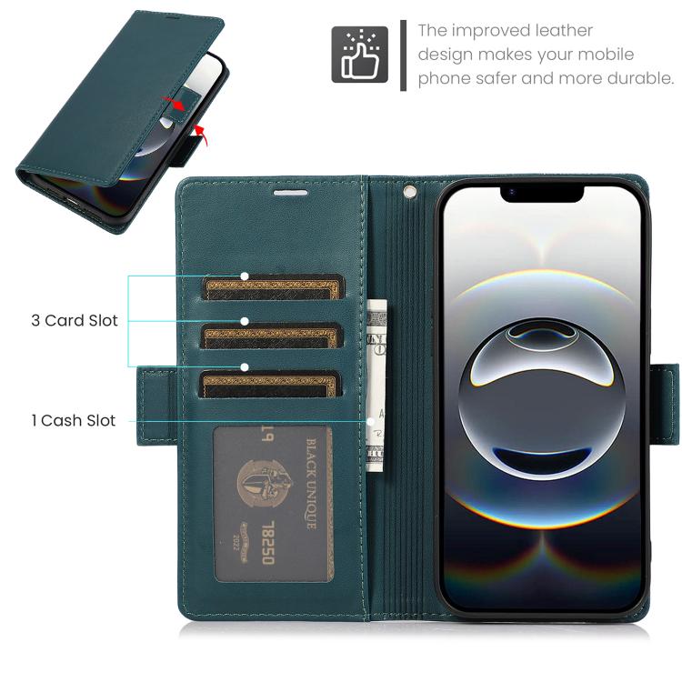 For iPhone 17e / 16e Side Buckle RFID Anti-theft Leather Phone Case