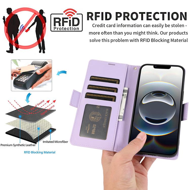 For iPhone 17e / 16e Side Buckle RFID Anti-theft Leather Phone Case