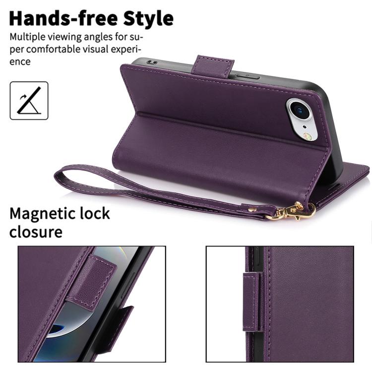 For iPhone 17e / 16e Side Buckle RFID Anti-theft Leather Phone Case