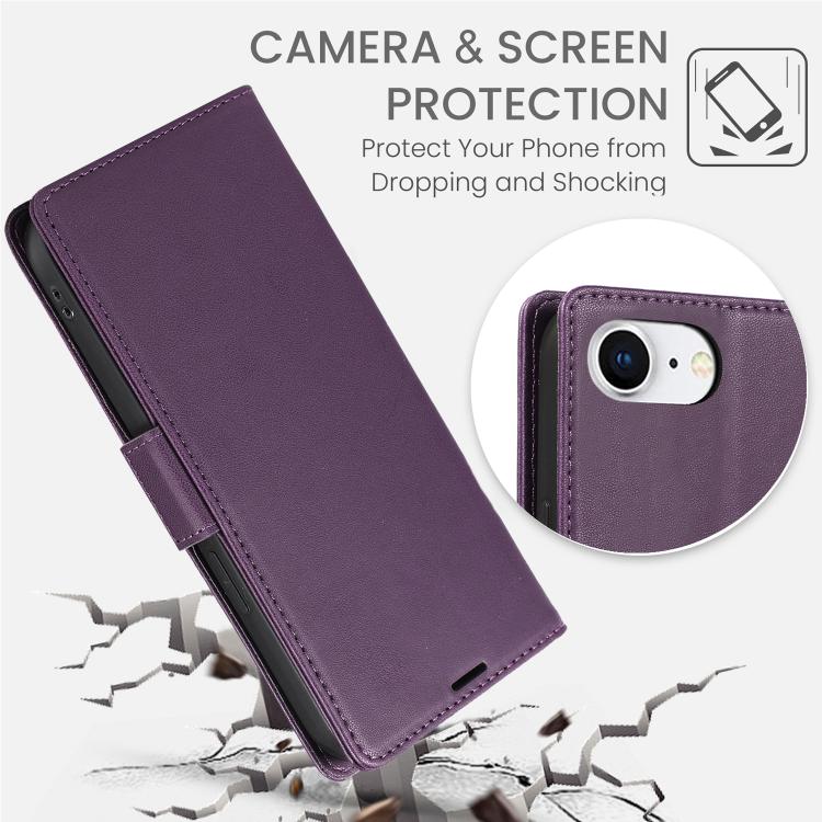 For iPhone 17e / 16e Side Buckle RFID Anti-theft Leather Phone Case