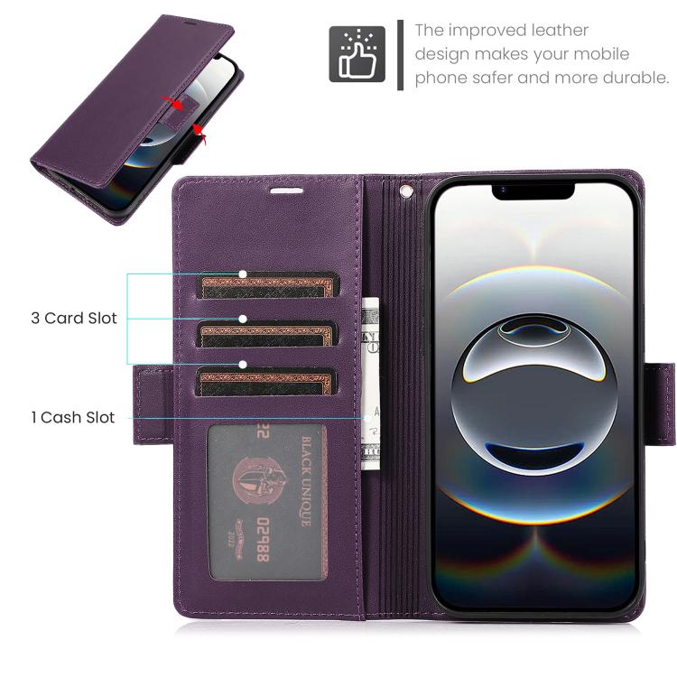 For iPhone 17e / 16e Side Buckle RFID Anti-theft Leather Phone Case
