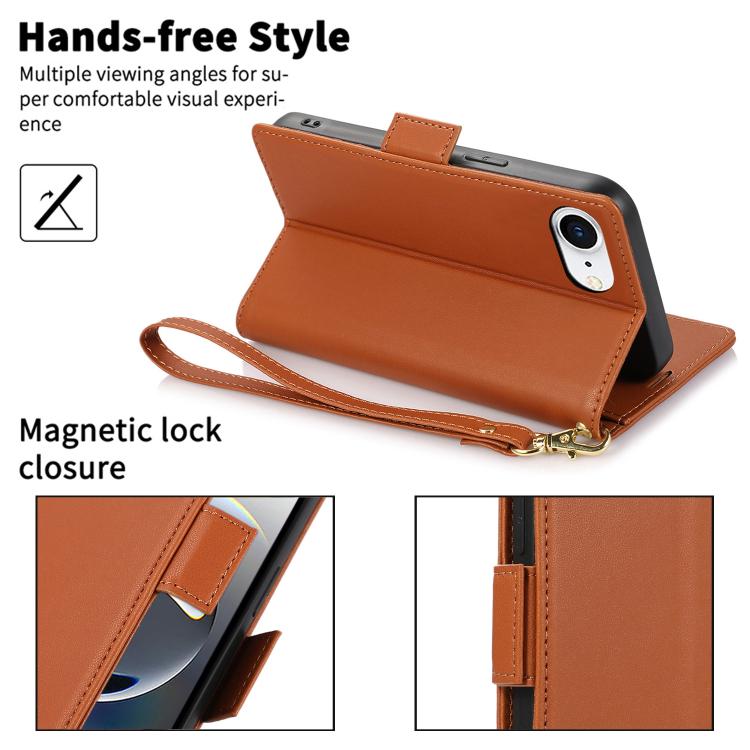 For iPhone 17e / 16e Side Buckle RFID Anti-theft Leather Phone Case
