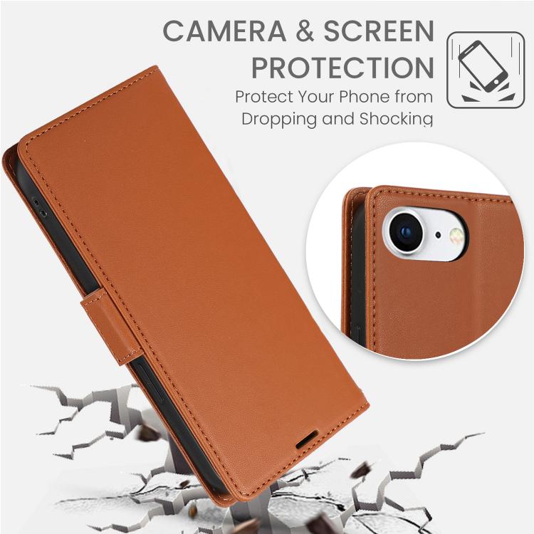 For iPhone 17e / 16e Side Buckle RFID Anti-theft Leather Phone Case