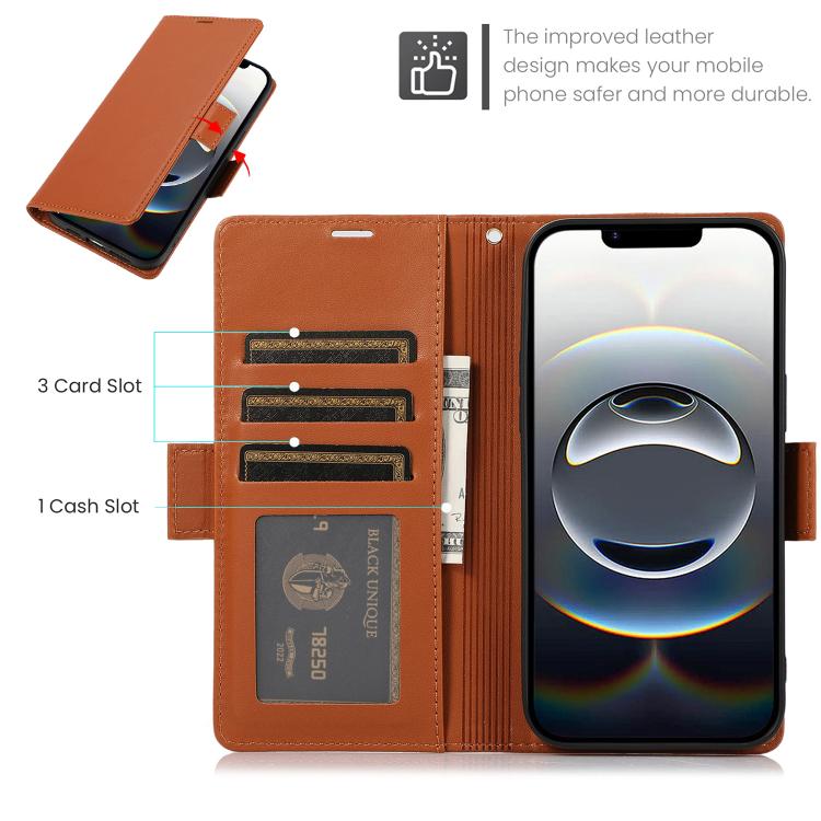 For iPhone 17e / 16e Side Buckle RFID Anti-theft Leather Phone Case