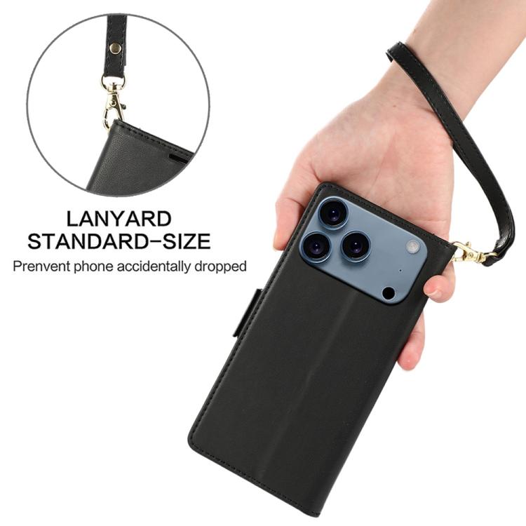 For iPhone 17 Pro Max Side Buckle RFID Anti-theft Leather Phone Case