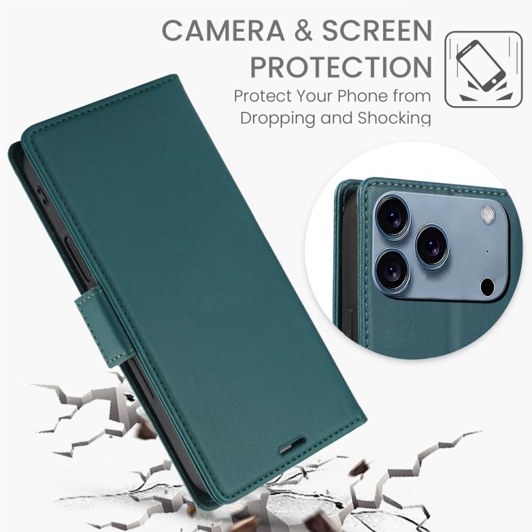 For iPhone 17 Pro Max Side Buckle RFID Anti-theft Leather Phone Case