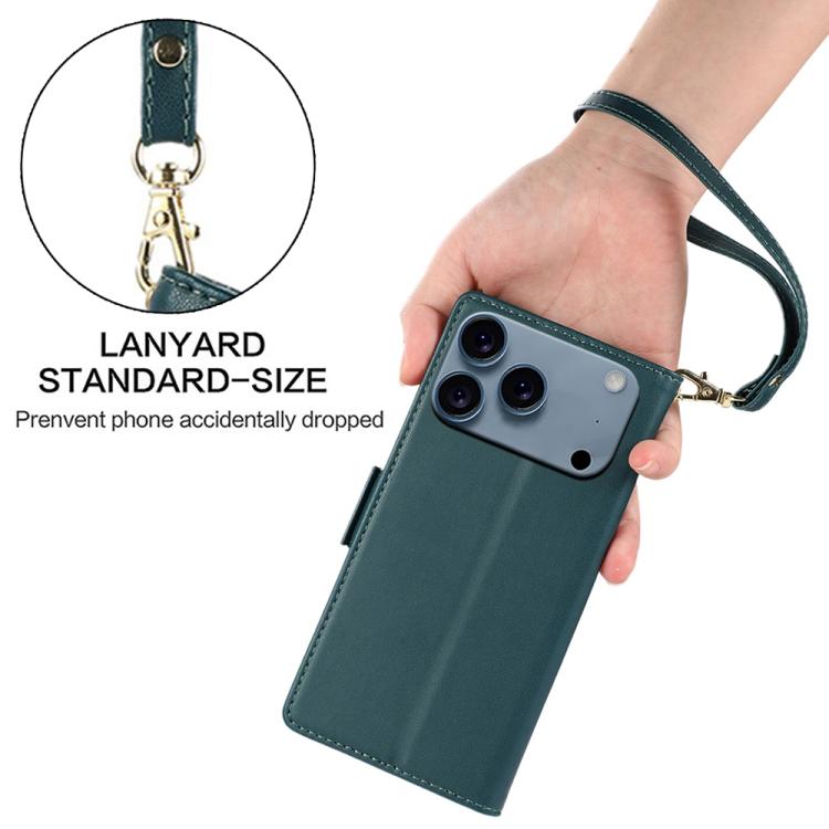 For iPhone 17 Pro Max Side Buckle RFID Anti-theft Leather Phone Case