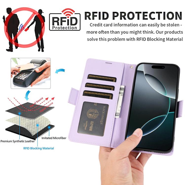 For iPhone 17 Pro Max Side Buckle RFID Anti-theft Leather Phone Case
