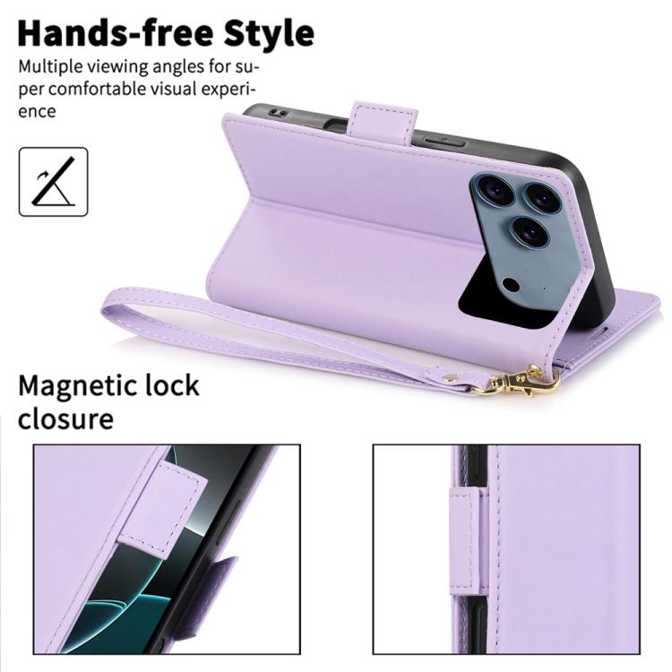 For iPhone 17 Pro Max Side Buckle RFID Anti-theft Leather Phone Case