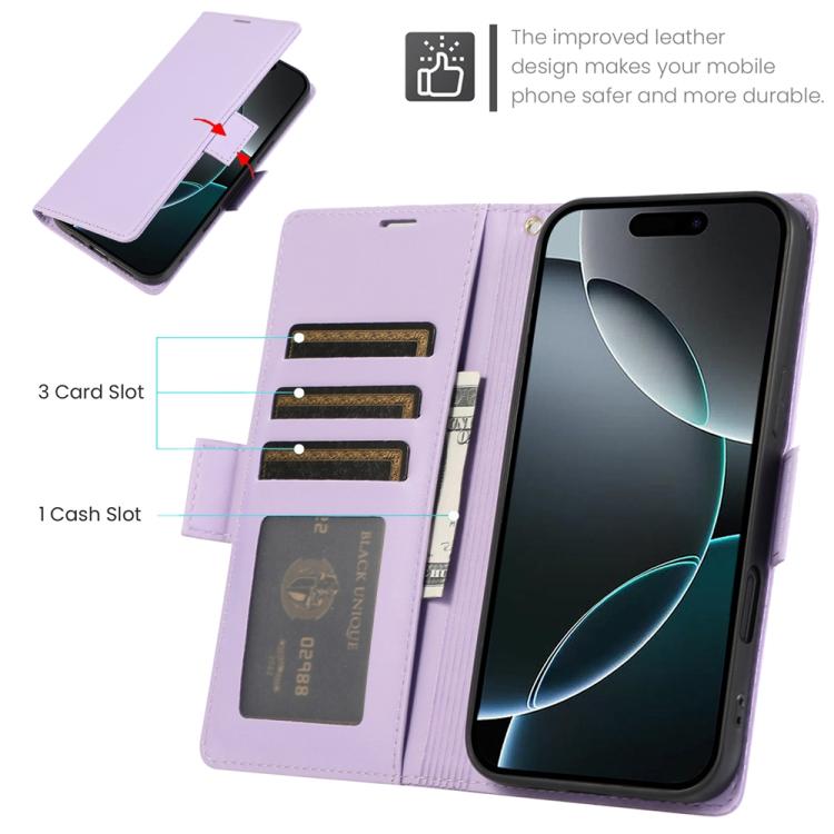 For iPhone 17 Pro Max Side Buckle RFID Anti-theft Leather Phone Case