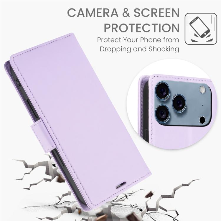 For iPhone 17 Pro Max Side Buckle RFID Anti-theft Leather Phone Case