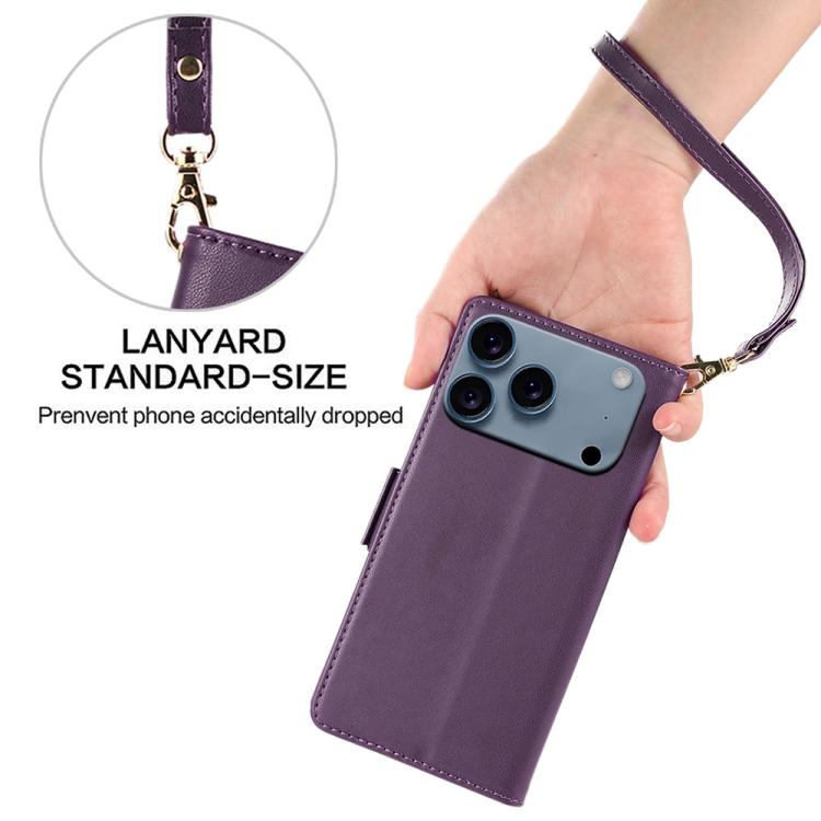 For iPhone 17 Pro Max Side Buckle RFID Anti-theft Leather Phone Case
