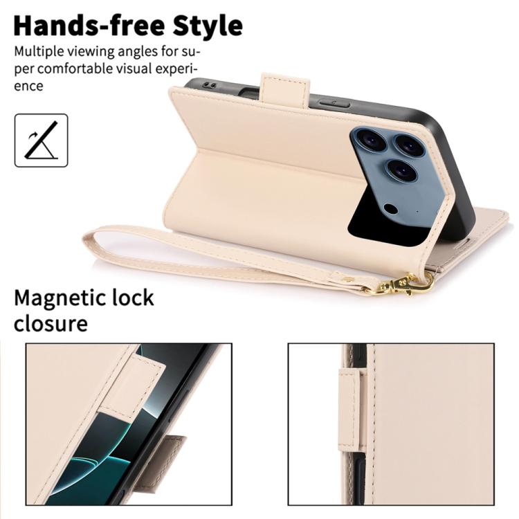 For iPhone 17 Pro Max Side Buckle RFID Anti-theft Leather Phone Case