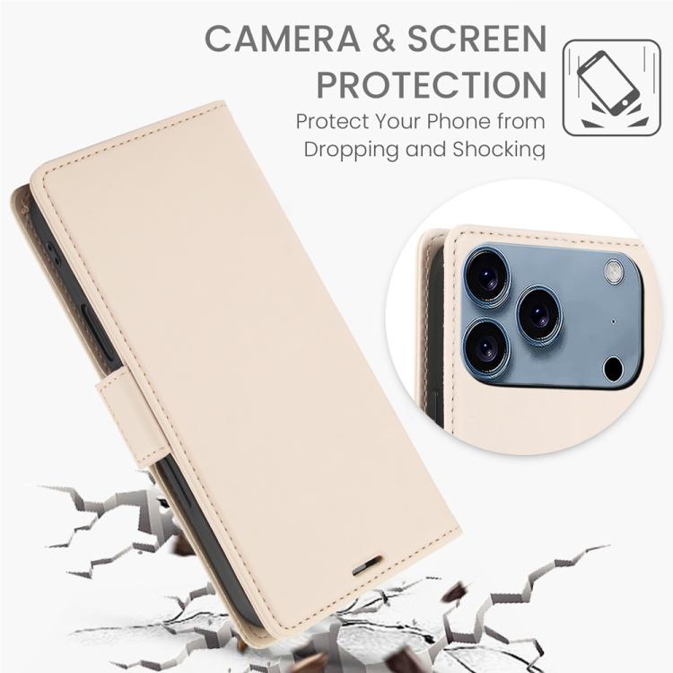 For iPhone 17 Pro Max Side Buckle RFID Anti-theft Leather Phone Case