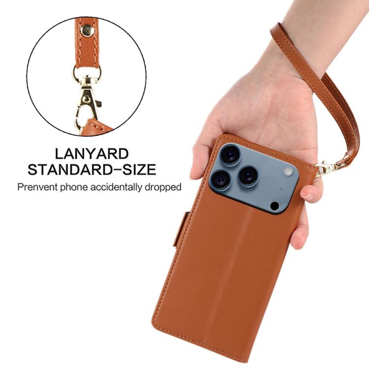 For iPhone 17 Pro Max Side Buckle RFID Anti-theft Leather Phone Case