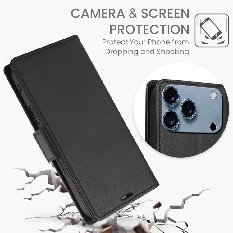 For iPhone 17 Pro Side Buckle RFID Anti-theft Leather Phone Case